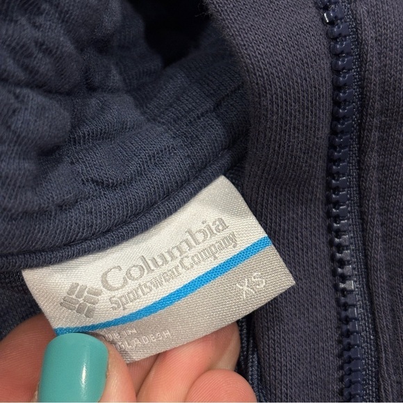 Columbia blue Quilted Sleeve zip Neck Pullover Sweater Woman’s size XS - Picture 4 of 12